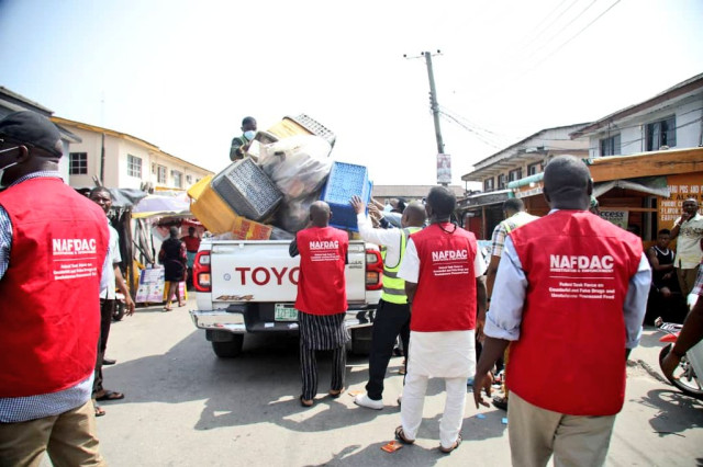 NAFDAC Operative with the Seize Drugs