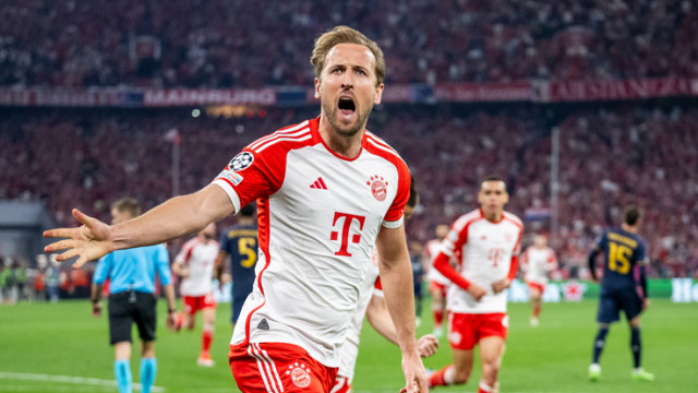 Harry Kane Celebrating Goal Against Real Madrid in Champions League Clash