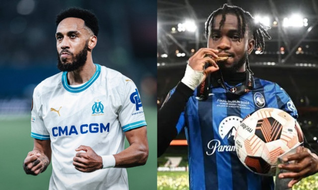 Gabonese striker Pierre-Emerick Aubameyang Collage with Super Eagles star Ademola Lookman