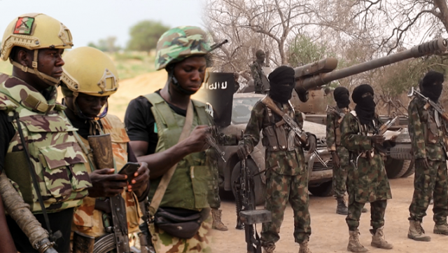 Nigerian soldiers and Boko Haram used to illustrate the story