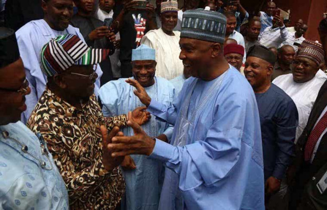 Benue state Ortom, Tambuwal and others as Senate President and ex-governor of Kwara State, Dr Bukola Saraki arrives NEC meeting