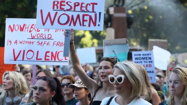 Protester in Melbourne on Sunday
