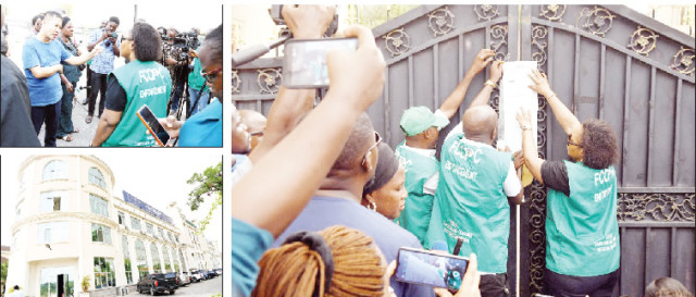 FCCPC officials  sealing Chinese supermarket at China General Chamber of Commerce, Umaru Musa Yar’Adua Road