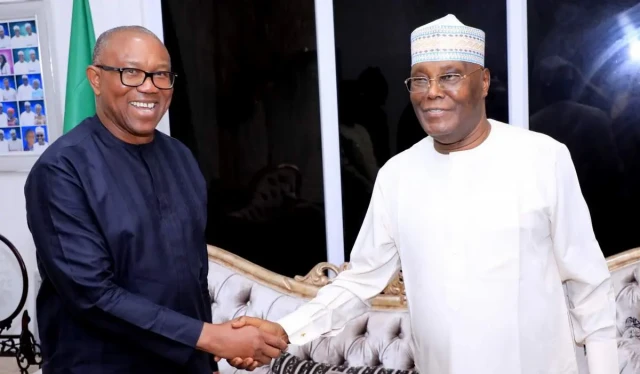Former Vice President Atiku Abubakar of the Peoples Democratic Party (PDP) and the Labour Party's presidential candidate for the 2023 election, Peter Obi