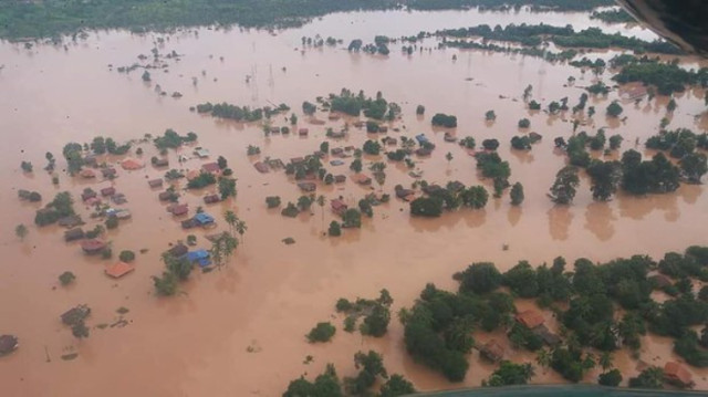 Flooded Area due to collapsed Dam and heavy downpour