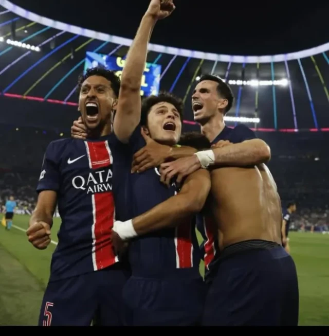 Paris Saint-Germain Football Club celebrating their win