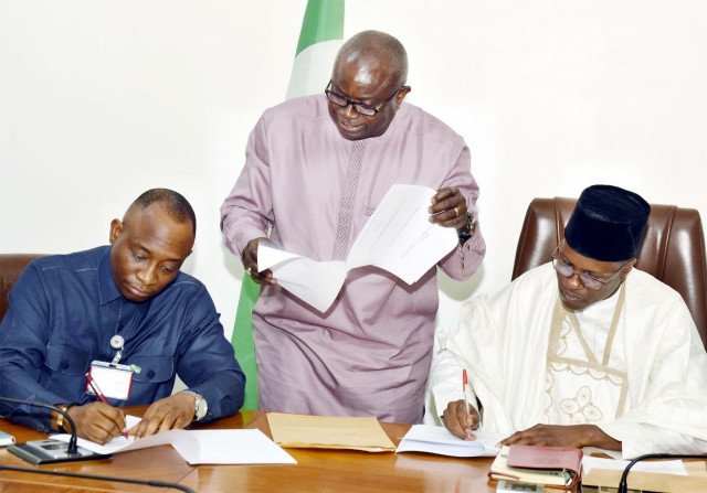 BPP and ICPC  during the signing of  MOU to combat procurement fraud
