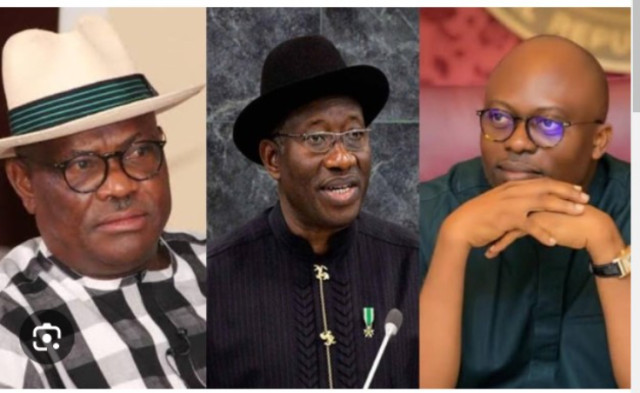 Minister of Federal Capital Territory, Nyesom Wike; Former President Goodluck Jonathan  and Rivers State governor, Siminalayi Fubara